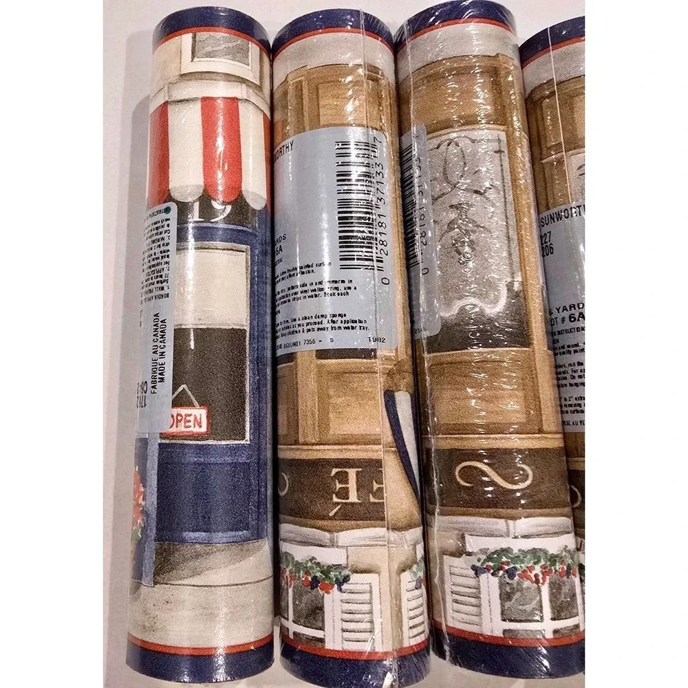 VTG 90s Sunworthy Wallpaper Border Lot 5 French Cafe Bistro NIP 25‎ Yds SAME LOT